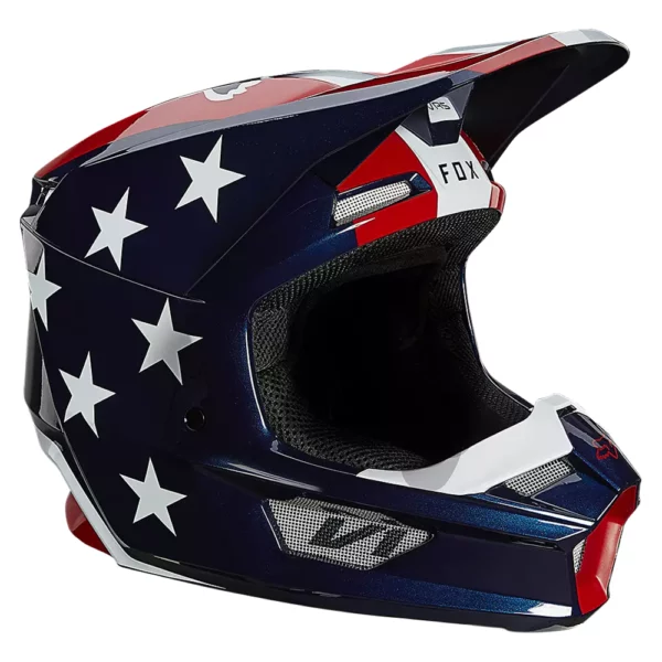 Fox V1 Core Ultra Helmet - WHITE/RED/BLUE