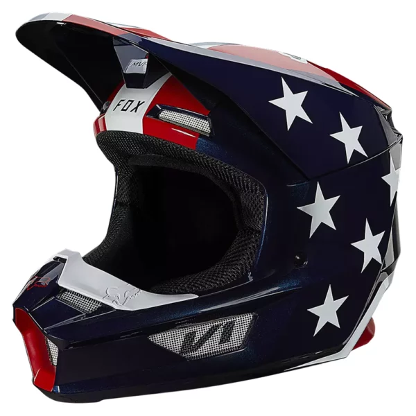 Fox V1 Core Ultra Helmet - WHITE/RED/BLUE - Image 3