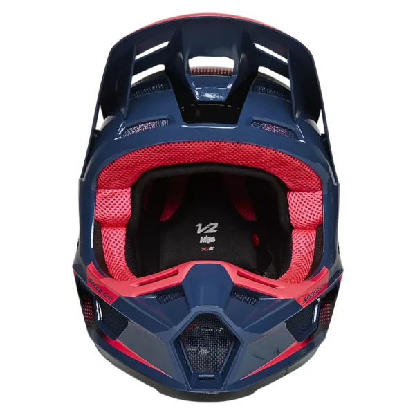 Fox V2 Dier Helmet - Navy Blue/Red - Image 6