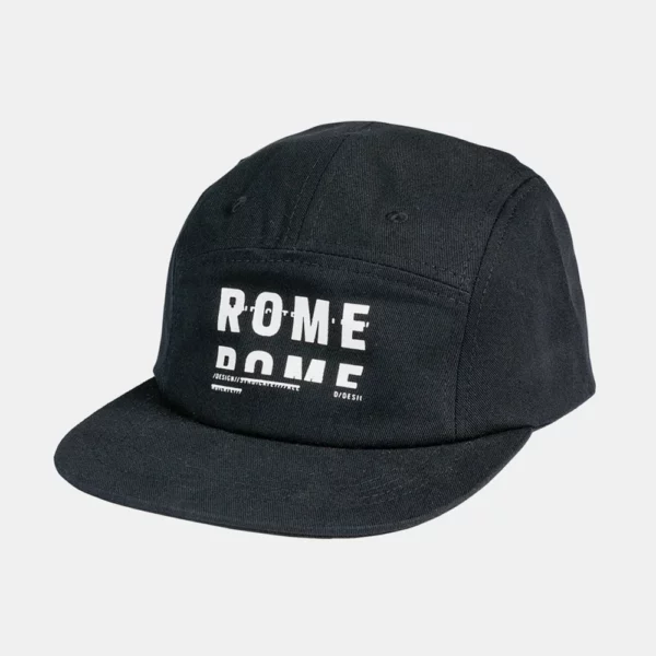 Rome 5 Panel Cap - Black