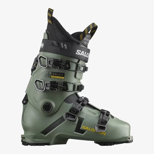 Salomon Men's Shift Pro 100 At Ski Boots - Oil Green / Black / Solar Power