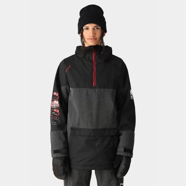 686 Women's Upton Anorak Jacket - Hello Kitty Black Denim