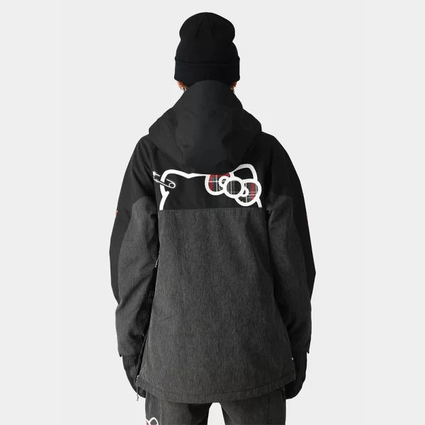 686 Women's Upton Anorak Jacket - Hello Kitty Black Denim - Image 2
