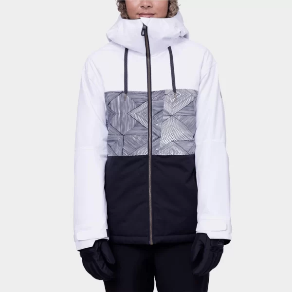 686 Women's Athena Jacket - White Geo Colorblock