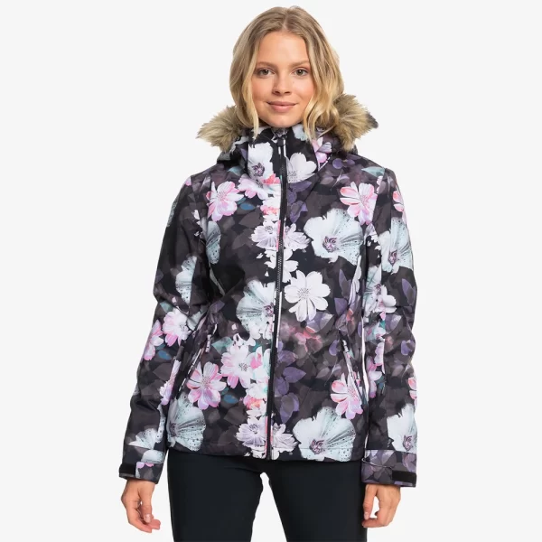 Roxy Women's Jet Ski Snow Jacket - True Black Blurry Flower