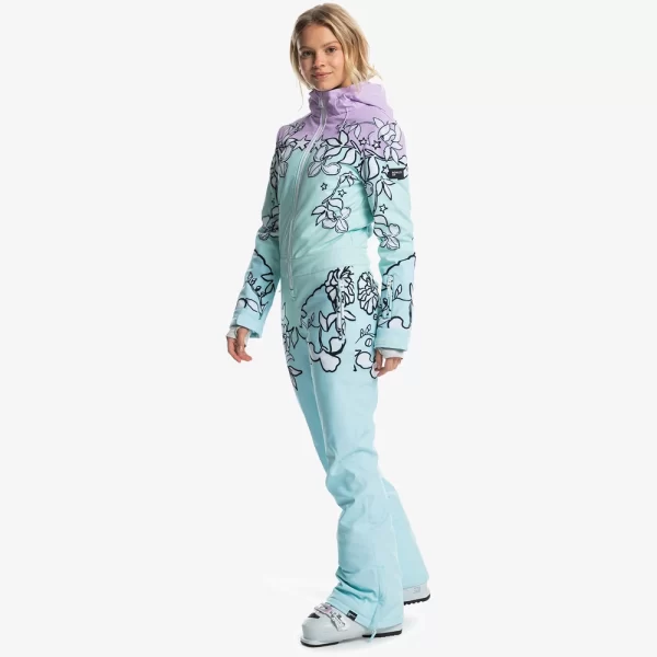 Roxy Women's ROWLEY x ROXY Ski Suit Bib Pants - Fair Aqua Laurel Floral
