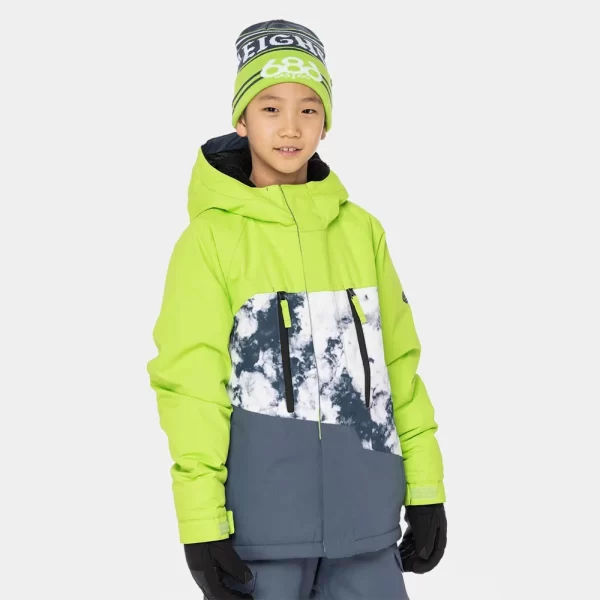 686 Boys' Geo Insulated Jacket - Green Flash Colorblock - Image 2