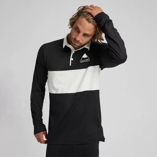 Burton Men's Midweight Base Layer Rugby Shirt - True Black / Stout White