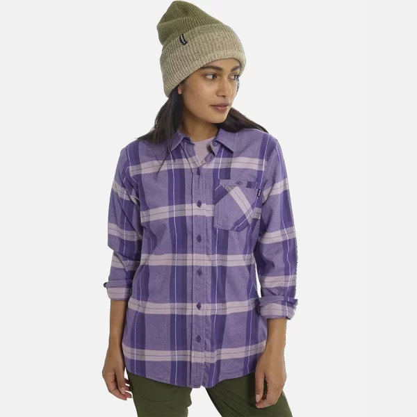 Burton Women's Favorite Long Sleeve Flannel - Elderberry Sparse Plaid