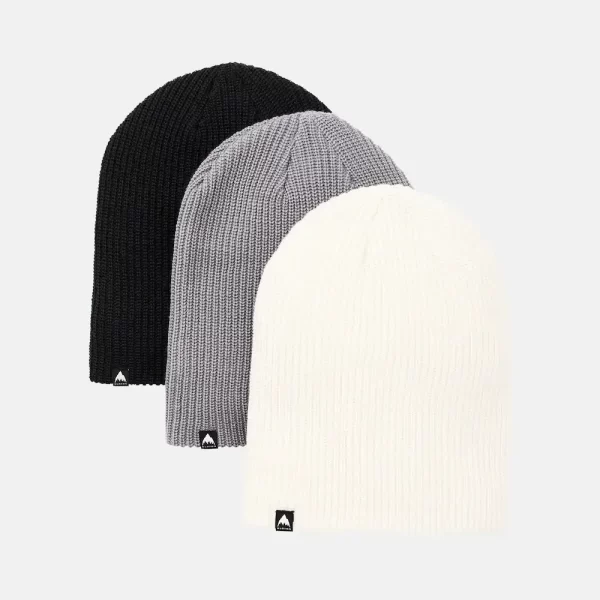 Burton Unisex Recycled DND Beanie (3 Pack) - True Black / Sharkskin / Stout White
