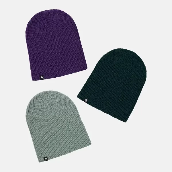 Burton Unisex Recycled DND Beanie (3 Pack) - Deep Emerald / Petrol Green / Imperial Purple