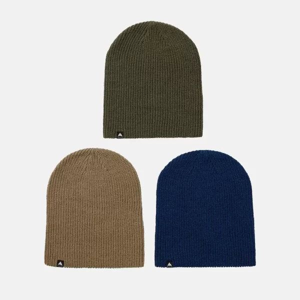Burton Unisex Recycled DND Beanie (3 Pack) - Nightfall / Summit Taupe / Forest Moss