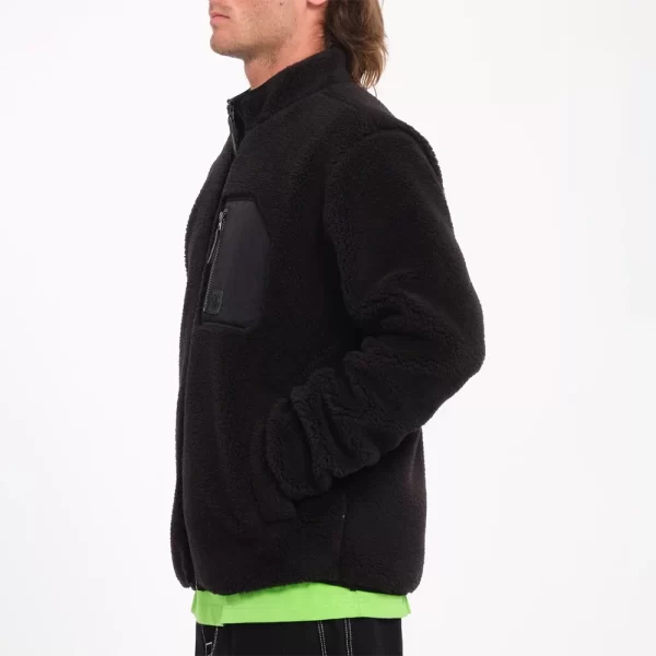 Volcom Men's Muzzer Fuzzar Zip Sherpa Sweatshirt - Black - Image 3