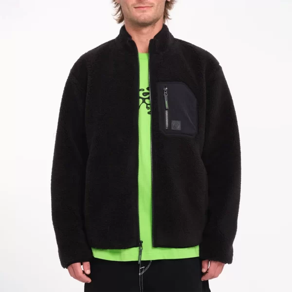 Volcom Men's Muzzer Fuzzar Zip Sherpa Sweatshirt - Black