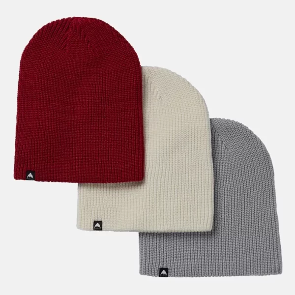 Burton Unisex Recycled DND Beanie (3 Pack) - Deep Red / Stout White / Silver Sconce