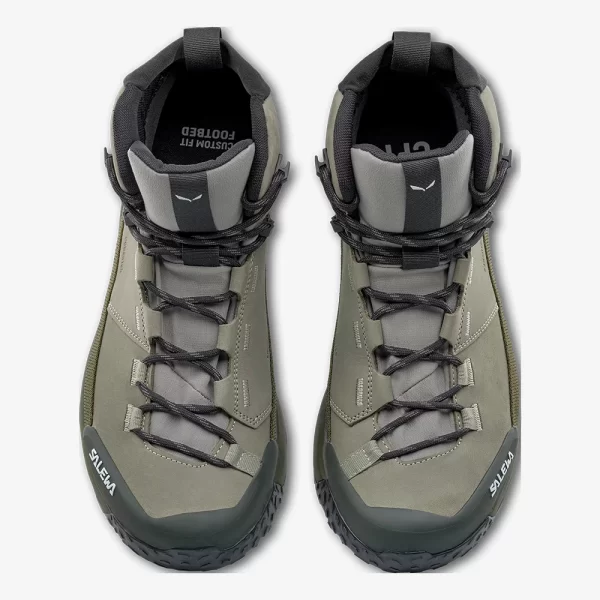 Salewa Men's Puez Leather Mid Powertex Shoe - Navy Green \ Dark Green - Image 5