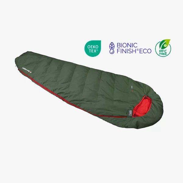 High Peak Pak 1000 Eco Sleeping Bag - Green / Red - Image 2