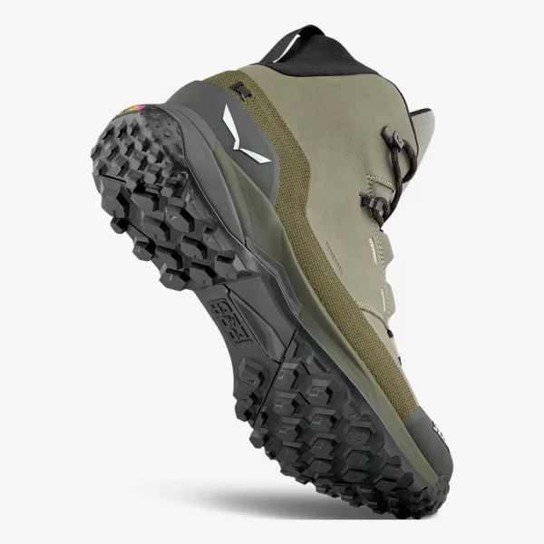 Salewa Men's Puez Leather Mid Powertex Shoe - Navy Green \ Dark Green - Image 3