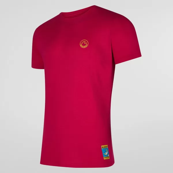 La Sportiva Men's Climbing on the Moon T-Shirt - Fucsia / Giallo