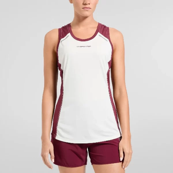 La Sportiva Women's Tracer Tank Trail Running Tank - Chalk / Redwood