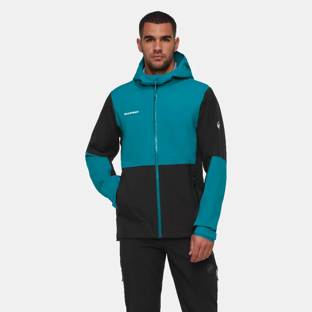 Mammut Men's Linard Guide HS Hooded Jacket - Black / Deep Teal