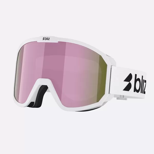 Bliz Unisex Rave Goggles - Matte White / Black Logo / Brown Pink