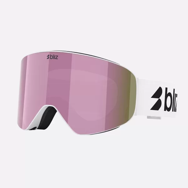 Bliz Unisex Flow Ski Goggles - Matte White / Smoke Pink