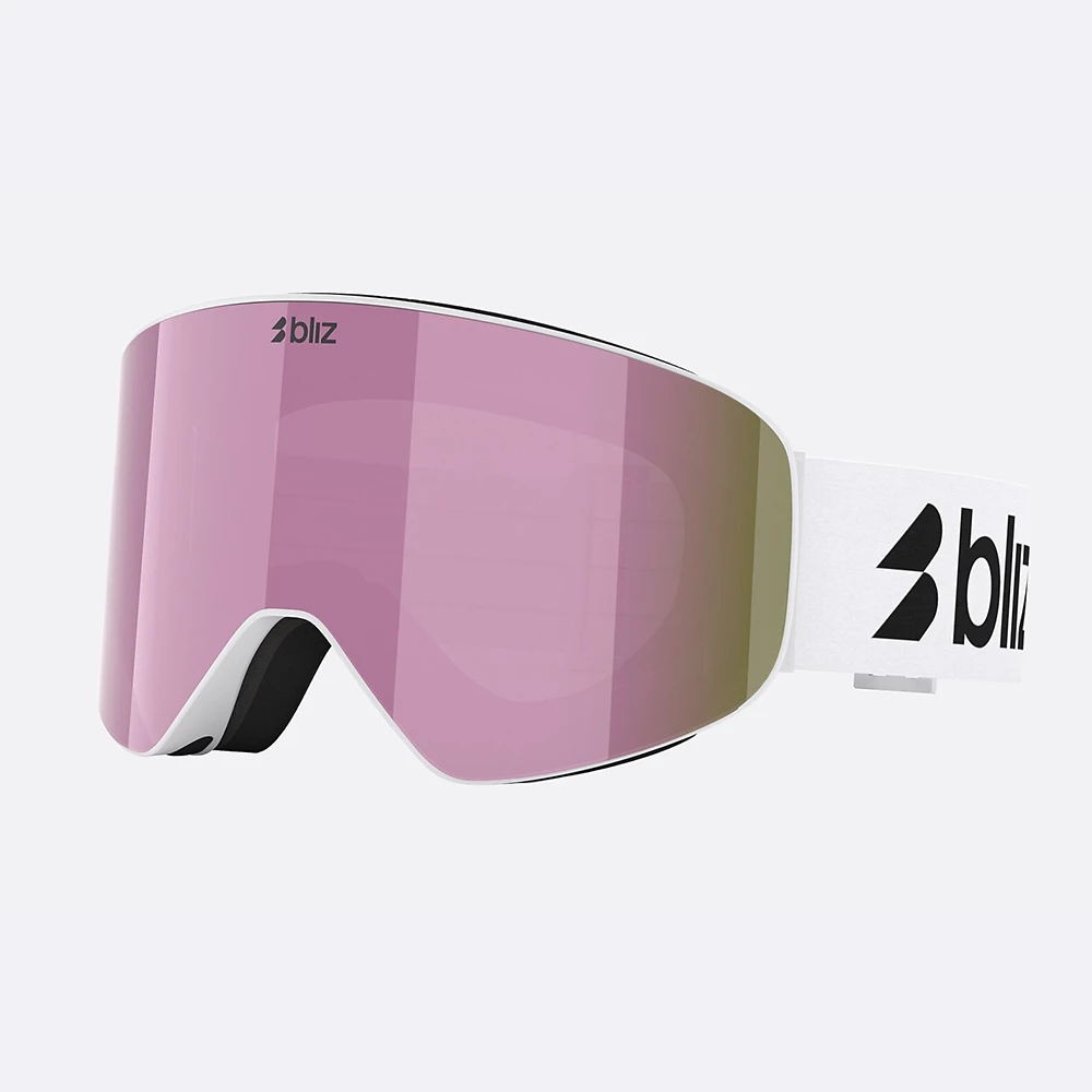 Bliz Unisex Flow Ski Goggles - Matte White / Smoke Pink