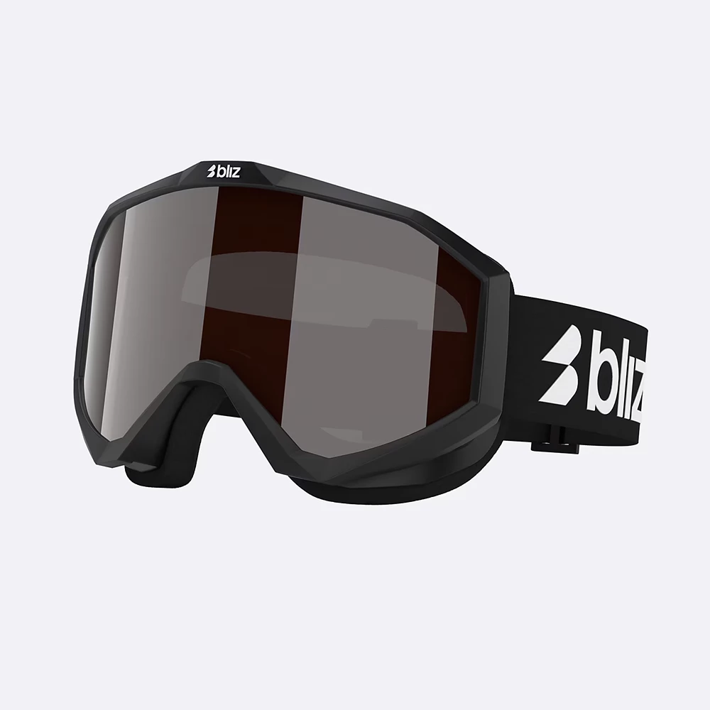 Bliz Unisex Liner Ski Goggles - Black White Logo / Orange / Silver Mirror