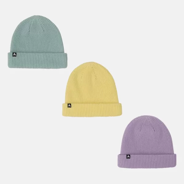 Burton Unisex Recycled DND Beanie (3 Pack) - Washed Lavender / Light Teal / Glow Yellow Green