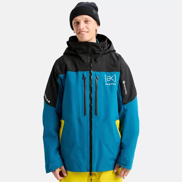 Burton Men's [ak] Swash GORE‑TEX 2L Jacket - True Black / Blue Teal / Atomic Yellow