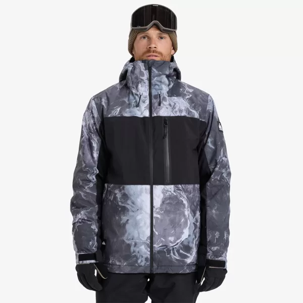 Quiksilver Men's Sycamore Printed Technical Snow Jacket - Thermostamp Grayscale