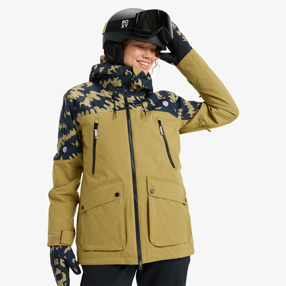 Roxy Women's Stated Snow Jacket - Fennel Seed Big Flower
