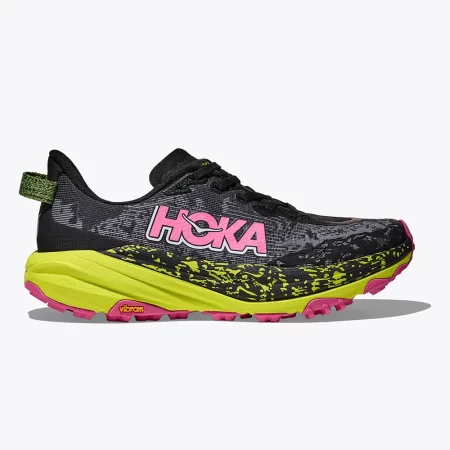 Hoka Women's Speedgoat 6 Shoes - Black / Neon Hoka Citrus