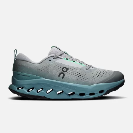 On Men's Cloudsurfer Trail 2 Shoes - Platinum / Tide