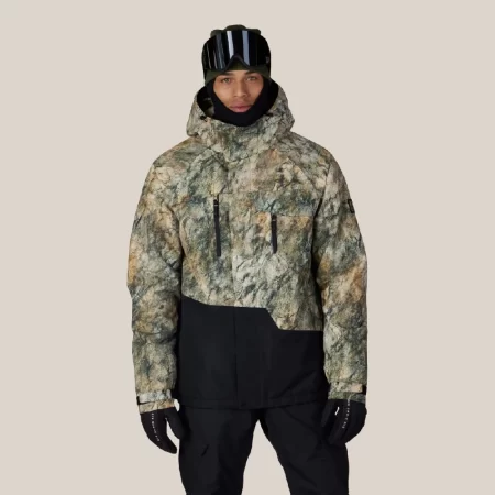 686 Men's Geo Insulated Jacket - Khaki Grunge Colorblock