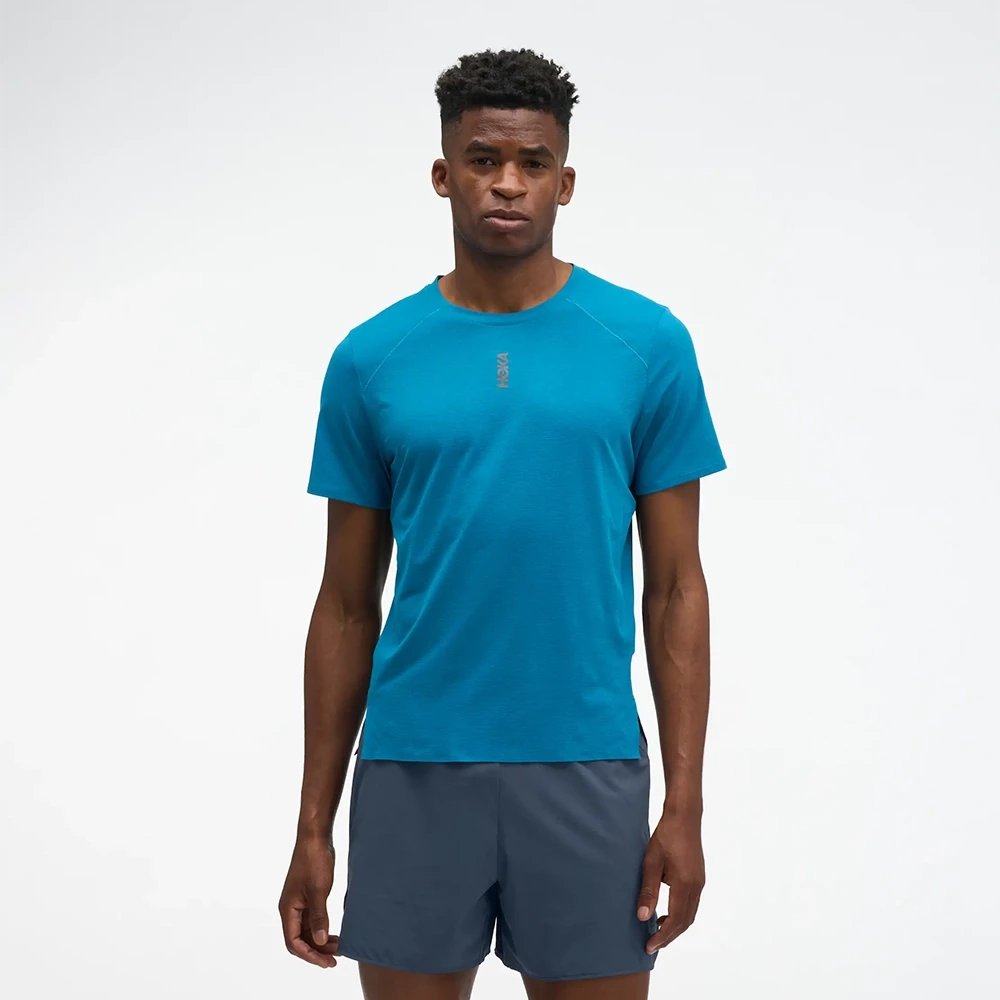 Hoka Men's EveryRun Short Sleeve Shirt - Night Glow Blue