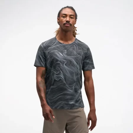 Hoka Men's EveryRun Short Sleeve Shirt - Black / White Prt