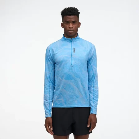Hoka Men's SkyForm Half Zip - Mineral Blue Prt